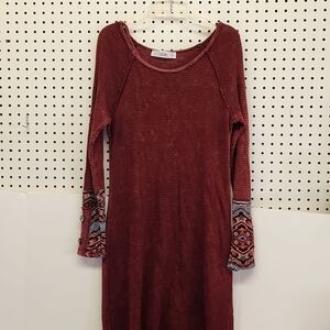 𝅺ABLE cotton waffle made in USA dress women's size small boho EUC
